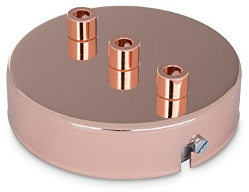 Deckenbaldachin Lampenbaldachin Metall 3-fach (mit 3 Auslässen) 100x24mm, Kupfer-Finish - inkl. Zugentlastung aus Metall