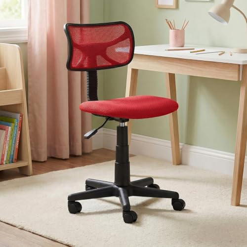 IDIMEX Schreibtischstuhl für Kinder Milan höhenverstellbar, Rot - Drehstuhl für Kinderzimmer, ergonomisch geformte Rückenlehne mit atmungsaktivem Mesh, stabile Doppelrollen [max. Belastbarkeit 50kg]