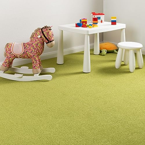 Steffensmeier Teppichboden Cambridge Young Meterware | Auslegware für Kinderzimmer Wohnzimmer Schlafzimmer | Grün, Größe: 300x400 cm
