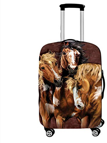DOTBUY Elastisch Kofferhülle, 3D Reise Kofferschutzhülle Gepäck Cover Reisekoffer Hülle Schutz Bezug Schutzhülle Waschbare Reisetasche Kofferbezug (Pferd,M (22-24 Zoll))