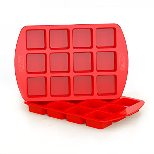 SILIVO Silicone Brownie Tin, 2Pcs Brownie Baking Tray, NonStick Silicone Baking Trays for Brownies, Chocolate