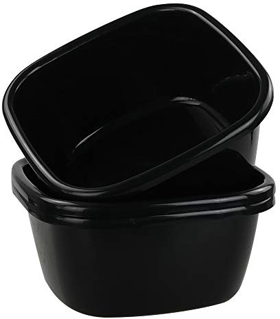 Dehouse 16 Quart Wash Basin, 3-Pack Black Plastic Dish Pan