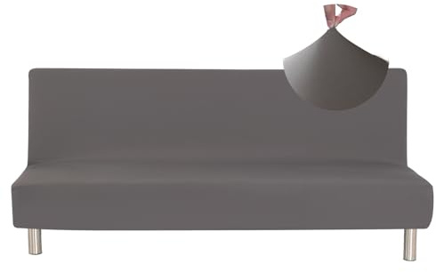 Jaotto Sofabezug Ohne Armlehne 2/3 Sitzer, Sofa Überwürfe Armlose Sofabettüberzug Elastische Stretch Spandex Waschbar, Sofaüberwurf Sofahusse für Clic Clac Klappcouch ohne Armlehnen,Grau