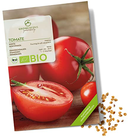 BIO Tomatensamen (Matina, 10 Korn) - Tomaten Saatgut aus biologischem Anbau ideal für die Anzucht im Garten, Balkon oder Terrasse