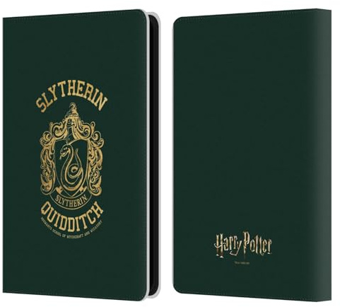 Head Case Designs Offizielle Harry Potter Slytherin Quidditch Deathly Hallows X Leder-Wallet-Hülle Kompatibel mit Kindle Paperwhite 5 (2021)