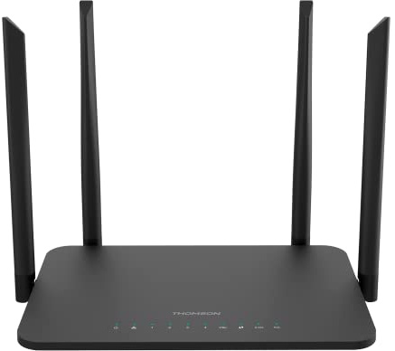 Thomson Router, THWR 1200 Dual Band Gigabit Router, WiFi 5, WLAN, bis zu 1200 Mbps, 2.4 GHz und 5 GHz, 4 Antennen, WAN Modem-Verbindung, LAN-Anschluss, USB 2.0, weiß, THWR1200