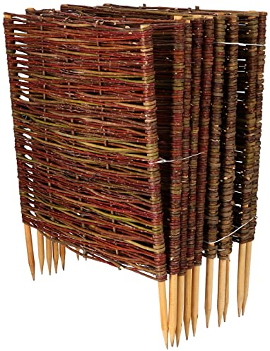 KOTARBAU® 5 x Bordes de jardín 60 x 60 cm, Borde Separador, Delimitador de Bordes de Mimbre, Borde de césped, Borde de Parterre, Bordura Recta, Cerca de jardín, Separadores de césped, Borde de Mimbre