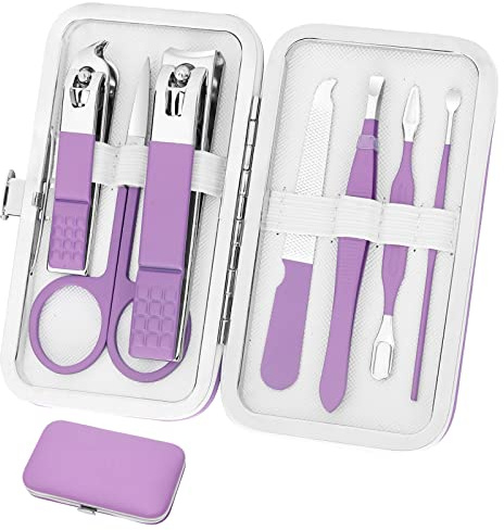 Set per manicure da donna Set tagliaunghie Kit per toelettatura Kit pedicure tagliaunghie Kit professionale per toelettatura strumenti per unghie regalo 8 in 1 con custodia da viaggio per donne