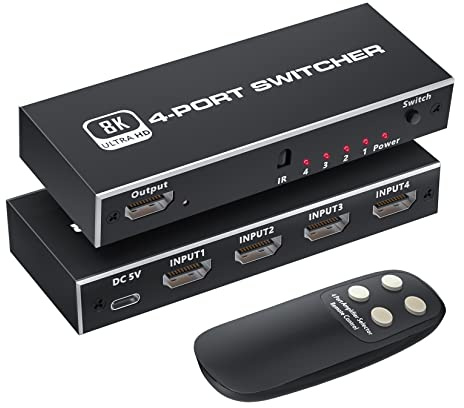 BolAAzuL 8K HDMI 2.1 Switch 4 Port 4 in 1 Out