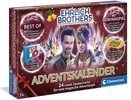 Ehrlich Brothers Adventskalender - Magischer Weihnachtskalender mit 24 Zaubertricks - Zauberkasten für Kinder ab 7 Jahren von Clementoni 59298