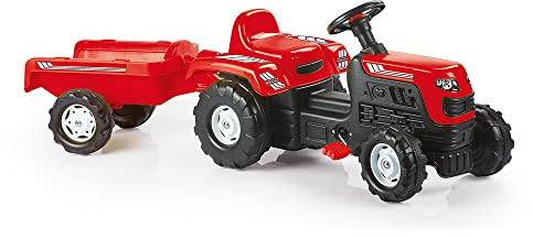 Dolu Kids Tractor Pedal Operated Ride On Truck with Trailer - Red