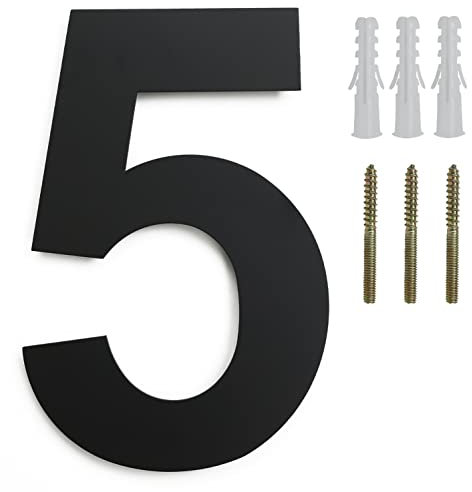 Fitous 15,2 cm schwebende Hausnummer für außen oder innen, schwarzes Edelstahl, moderne Hausnummern für Haustür, Lager, maximaler Rostschutz, große Hausnummern, Schwarz 5