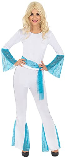 Funidelia | Abba Kostüm für Damen Disco Musik, Musikgruppen, Sänger- Kostüm für Erwachsene & Verkleidung für Partys, Karneval & Halloween - Weiß