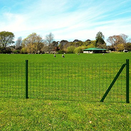 Keketa Euro Fence Wire Mesh Fence Garden Fence with Fence Posts Garden Fence Set Wire Fence Wire Mesh Garden Fence Steel Mesh Size 25 x 1 m Green