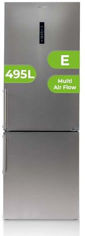 Aspes Frigorífico Combi 2 Puertas Inox AC2700ENFIX. Capacidad 495 Litros, No Frost, Multi AirFlow, Puerta Reversible, Bajo Nivel Sonoro, Eficiencia Energética Clase E