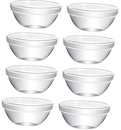 HOMSFOU 8Er Set Glasdessertschalen Rund 2.36In Mit Deckel Kleine Puddingbehälter Für Gelee Nachtisch Servierschalen Küchen Haushalt