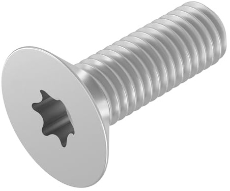 SECCARO Senkschraube M8 x 25 mm, Edelstahl V2A VA A2, ISO 14581, Innensechsrund (TX), Vollgewinde, 20 Stück