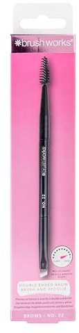 Brushworks No.22 Double Ended Brow Brush & Spoolie – Professional Dual-Ended Brow Brush for Eyebrow Shaping & Filling, Vegan & Cruelty-Free