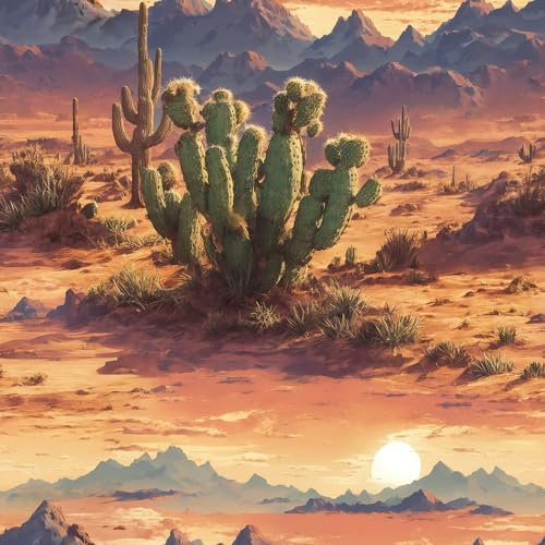 REDAMANCY Boho Mountain Desert Cactus Plants Landscape Peel and Stick Wallpaper Vintage Wall Paper Stick on Contact Paper Easy Peel Off for nightstand Drawer Renter Friendly 17.7x236
