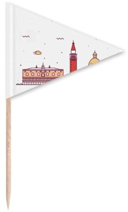 Venice Italy - Bandera plana para decoración de cupcakes con diseño de palillo de dientes