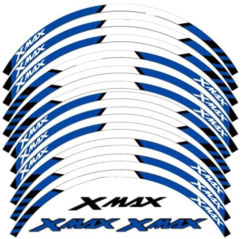 Felgendekoration Motorrad-Radnaben-Aufkleber, Reflektierendes Felgenband, Streifenband, Zubehör Für XMAX 300 Langlebig und attraktiv(Blue and white)