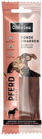 Chewies Hundezigarre, Getreidefrei, Ohne Zuckerzusatz, für Hunde Aller Altersklassen, hoher Proteingehalt (75g (1 Packung), Pferd & Hanf)