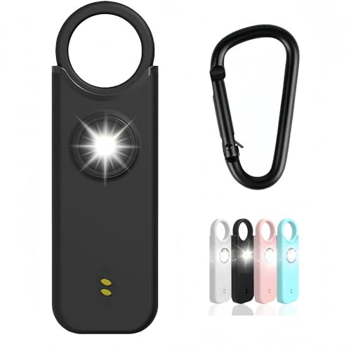 Flintronic Alarme Personnelle, 135DB Lampe de Poche, Porte Cle Alarme Portative, Alarmes de Sécurité d'urgence avec Lumières LED, pour Les Enfants, Femmes et Personnes âgées - Noir