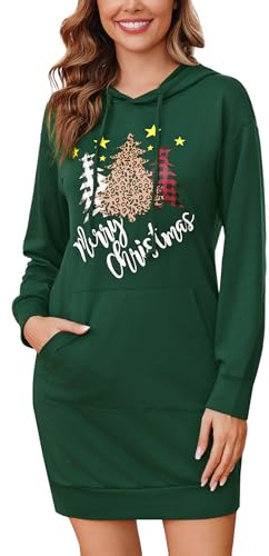 Terecey Abito Felpa Donna con Cappuccio Manica Lunga Vestito Casual Short in Cotone Hoodie Dress Donna Street Style Athleisure