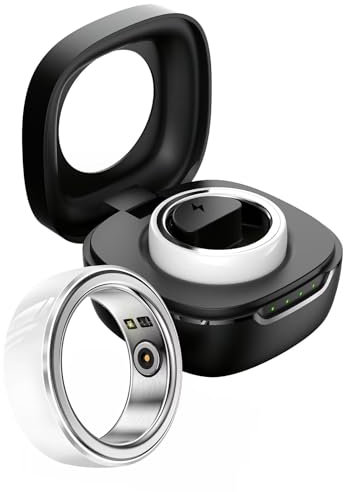 Smart Ring Herzfrequenz Fitness Tracker Ring Schlaftracker Smartringe für Herren Damen Smartring Fitnessring Schrittzähler Gesundheitsring Pulsmesser Sport Schwarz Weiß Fitnesstracker Android IOS