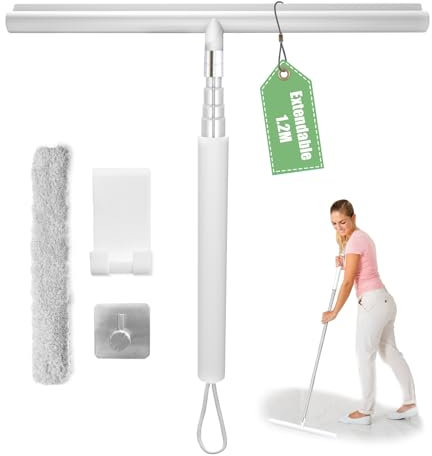 LORESJOY Duschabzieher Einstellbar 25-120cm, Duschabzieher Set mit Halterung, Silikon Abzieher Dusche, Dusche Badezimmer Fenster Fensterabzieher für Dusche,Bad,Spiegel,Fenster(Weiß)