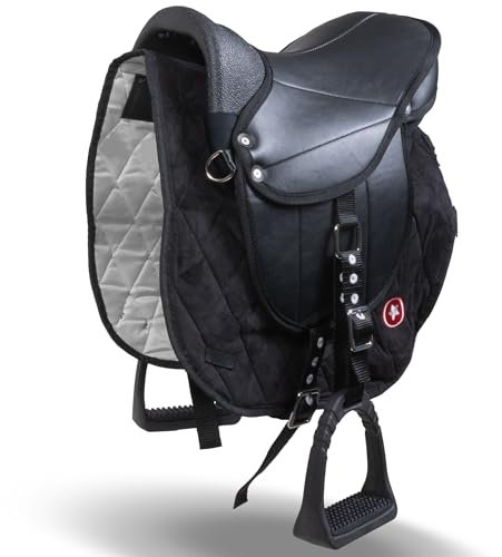 Pink Papaya Shetty Kindersattel für Holzpferde und Spielpferde, Sattel mit Steigbügeln