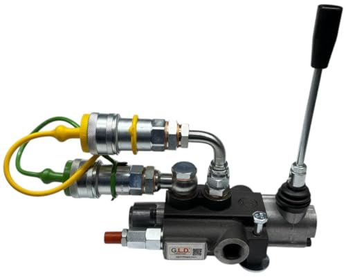 Distributore oleodinamico per trattore 1 leva doppio effetto 3/8 45 Litri 300 bar completo di innesti rapidi, tappi giallo e verde e viti di fissaggio