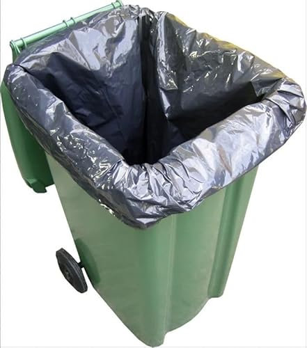 100 Bin Bags Black/Clear Heavy Duty Wheelie Refuse Sacks Strong Liners Rubbish Bags for Outside and Garden Bin – Strong Garbage Bags Pack of 100 (Black)