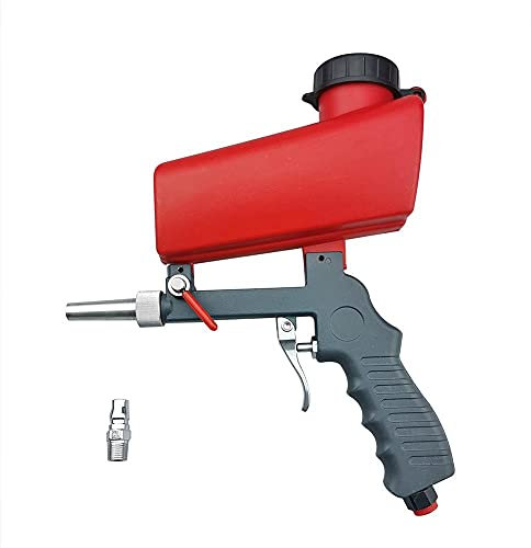 DQZRTUECA Pistola for sabbiatura con pistola a spruzzo, pistola a spruzzo con alimentazione a gravità, sabbiatrice manuale for compressore d'aria, piccola sabbiatrice pneumatica regolabile(90psi)
