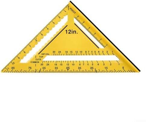 GLOBALHUT Carpentry Triangle Ruler, 7 & 12 Inch Set Multi-Function Square Tool, Metric System for PINK Yellow ABS Plastic for PRECISION Angle Marking(A)