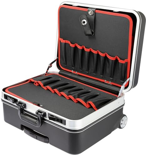 HMF 15602-02 Carrello Porta utensili vuoto, cassetta per attrezzi grande in plastica ABS, 47 x 40 x 24,5 cm