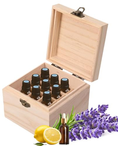 JasCherry 16 Slots Ätherisches Öl Box aus Holz, Tragbar ätherische öle Aufbewahrung Holzbox - Ideales Organisator für Ätherische Öle und Duftöle
