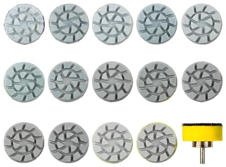 MiJunHD 1inch 25mm Mini Diamond Polishing Pad Set, 14PCS Different Grit 50#-10000# Water Sanding Discs & & 1PC 3mm Shank Hook & Loop Backing Holder for Detail Fine Grinding