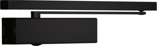 Bricard 6480013 Ferme-Porte Technologie pignon crémaillère excentré, Force 2-5 (100kg), bras à glissière, Montage inversé côté opposé aux paumelles,Noir