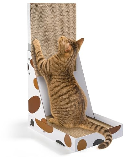 Kratzmatt Katze XXL in L-Form - Kratzpappe für Katzen mit Schlaffunktion & als Katzenbox - Robustes Katzenspielzeug aus High-Density Wellpappe-Perfekt für Platzierung an Wänden und Sofas