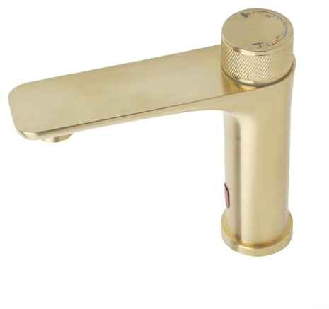 Gettimore Infrared Sensor Faucet Stainless Steel Touchless Anti Slip Kitchen Sink Taps Automatic Sensor Water Temperature Adjustable for Hotel and Bathroom(Gold)
