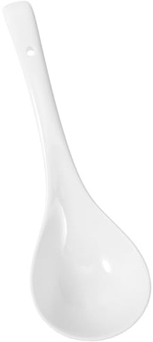 Healifty Cuchara Sopera Grande de Cerámica Color Blanco 1 Pieza Mango Largo para Uso Doméstico y Restaurante, Adecuado para Sopa, Papilla y Arroz en Cocina y Comedor