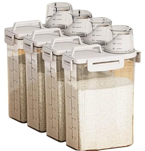 4 Pack Cereal Dispenser 2.5L,Rice Flour Canisters with Measuring Cup