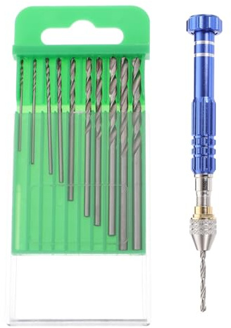 OSALADI Juego de Taladro Manual Grande 10 Microbrocas de Aleación de Zinc, Kit de Herramientas Relojero para Perforar Resina, Madera y Metales Blandos, Taladro de Joyería para Piedras