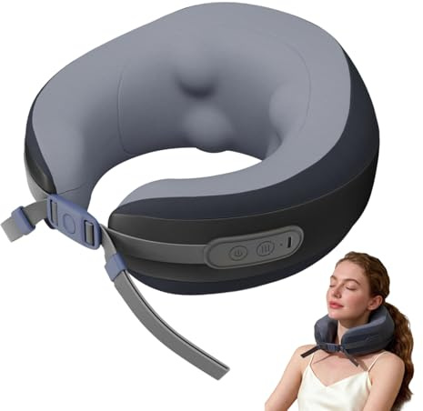 Almohada de masaje cervical inalámbrica, masajeador de cuello con dos motores y cuatro cabezales de masaje, almohada eléctrica en forma de U para relajación del cuello y alivio del dolor | Masajeador cervical con 2 motores y 4 cabezales, diseño U ergonómico para relajación del cuello en casa u oficina
