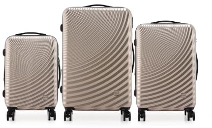 Viviana Luxus 3 TEILIGES TSA Kofferset Koffer Trolley HARTSCHALE POLYCARBONAT ABS GESCHÜTZES Design (Champagne)