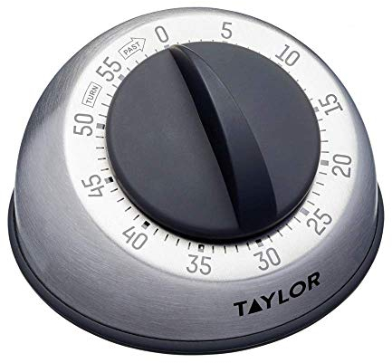 Taylor Pro Wind Up Kitchen Timer, Edelstahl 60 Minuten Mini Cook's Timer, leichtes Kochen und Backen tragbare Countdown-Wecker, von professionellen Köchen empfohlen