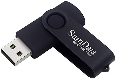 SamData 8GB USB Flash Drive, 1x USB 2.0 Swivel Drive Data Storage Zipper Drive with LED Indicator (Black, 8GB-1PC)