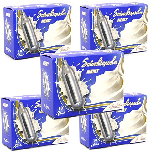 NEMT 50 N2O Sahnekapseln 50 Stück kompatibel zu handelsüblichen Sahnebereiter und Sahnespendern