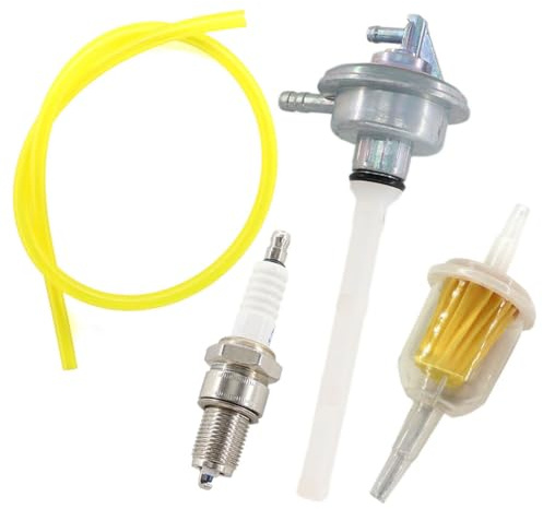 HURI Benzinhahn mit Benzinfilter Benzinschlauch 1m für 50ccm Roller Passend für Piaggio Diesis, Fly, Free, Nrg, Storm 50 2T, Speedfight 1 & 2 50, Aerox, Bws 50 2T Ersetzt Y0462